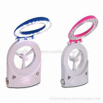 Rechargeable fan with reading light and torch